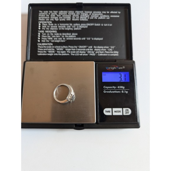 Vintage Sterling Silver 925 Black & Clear CZ Square‎ Ring - Picture 3 of 8